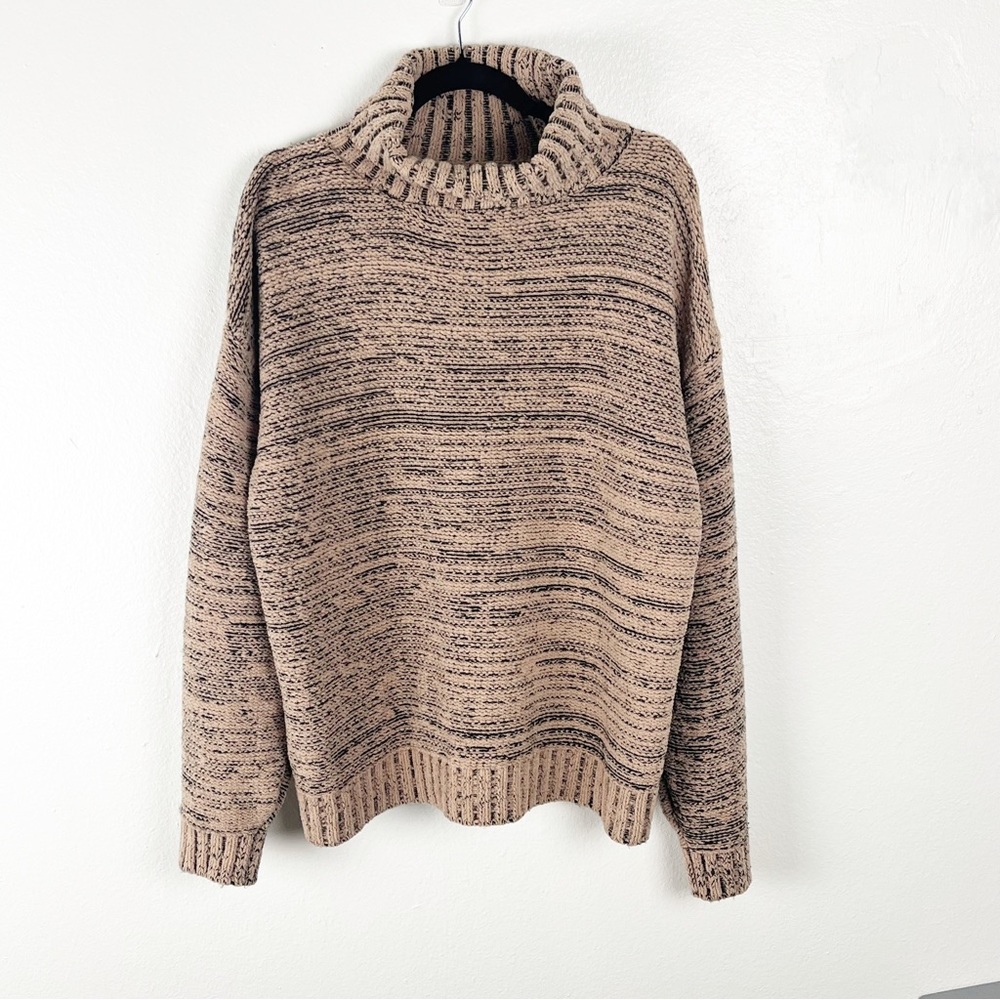 BCBGMAXAZRIA Drop Shoulder Wool Blend Long Sleeve Turtleneck Sweater, Size Large